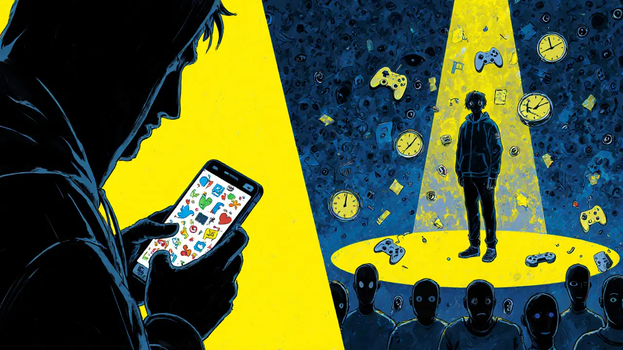 Спортсмен в двух мирах: один — в одиночестве с телефоном, другой — на сцене перед толпой.