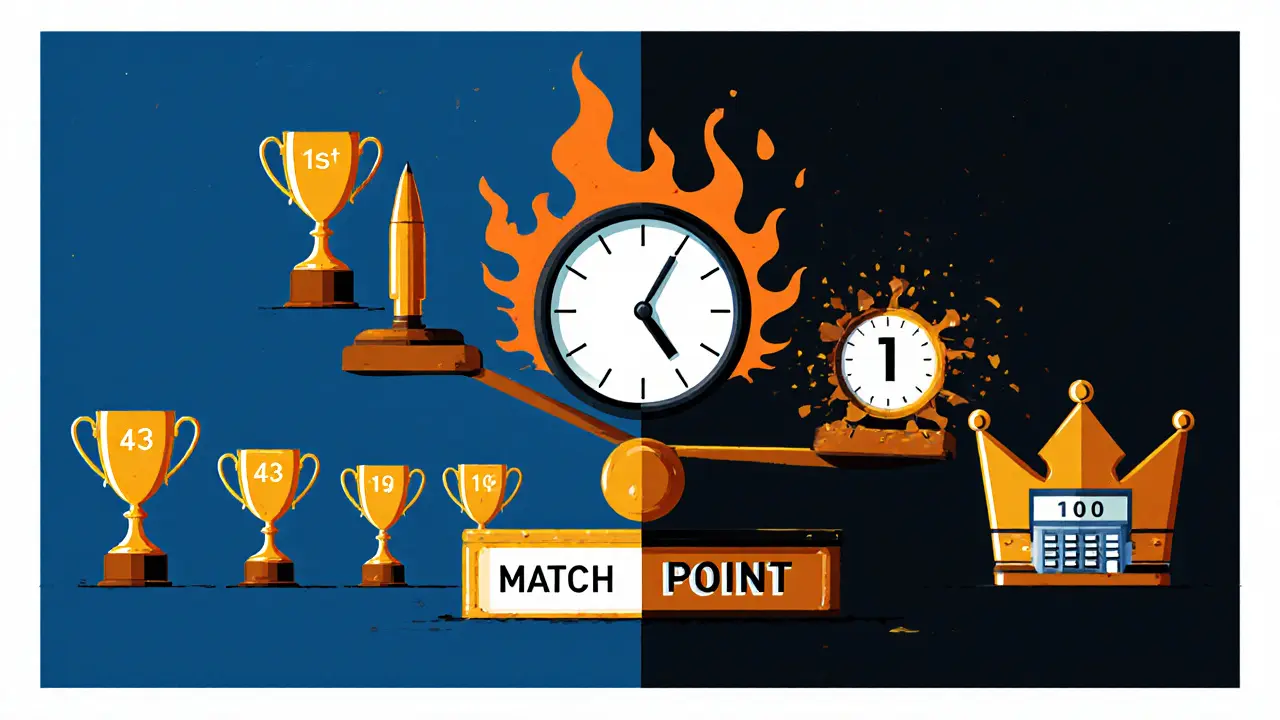 Две команды на весах: одна с многочисленными победами, другая с множеством убийств, между ними — скрытый Match Point.