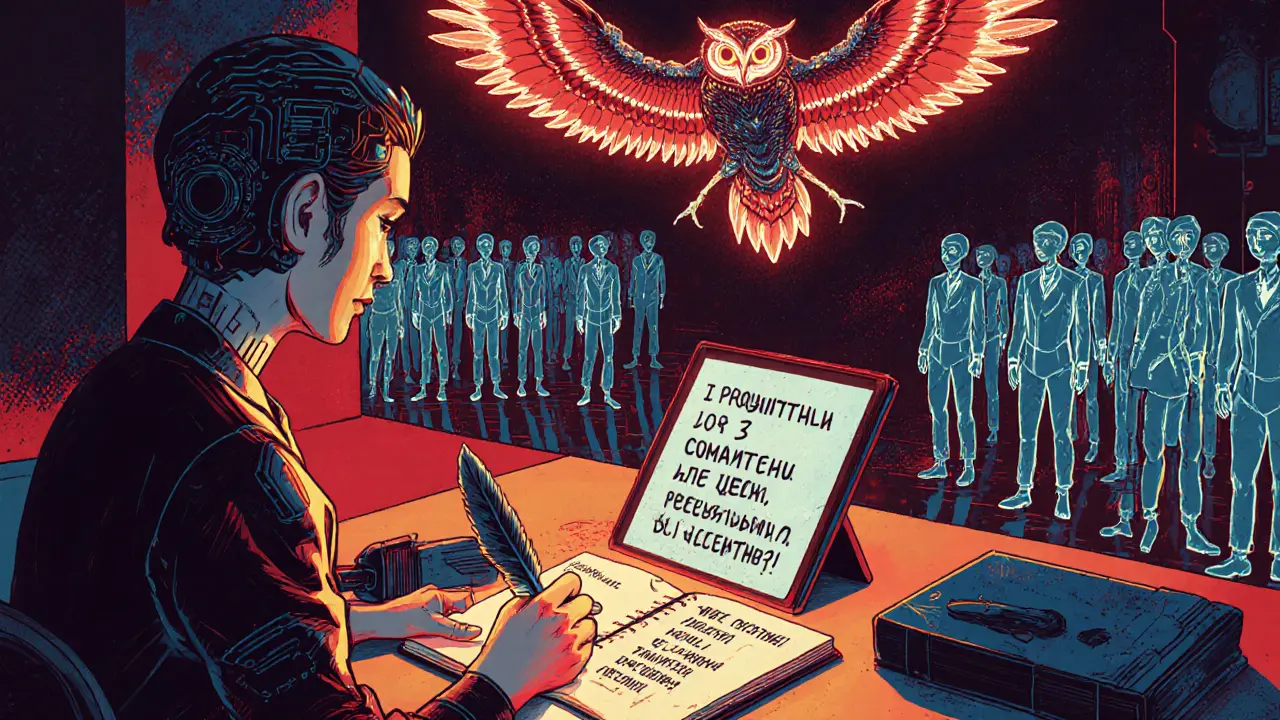 ИИ-советник в виде совы помогает игроку записывать исправления в блокнот.