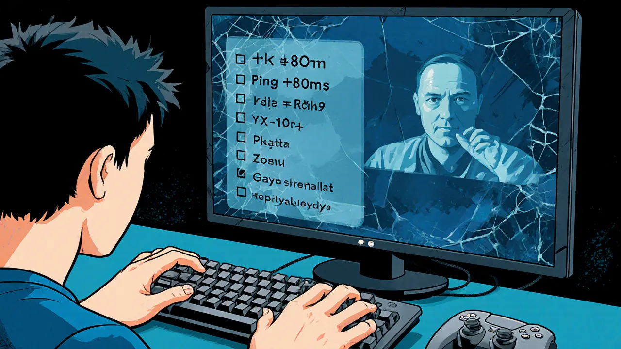 Руки игрока за клавиатурой, на фоне — технические требования и видеозвонок с судьёй.