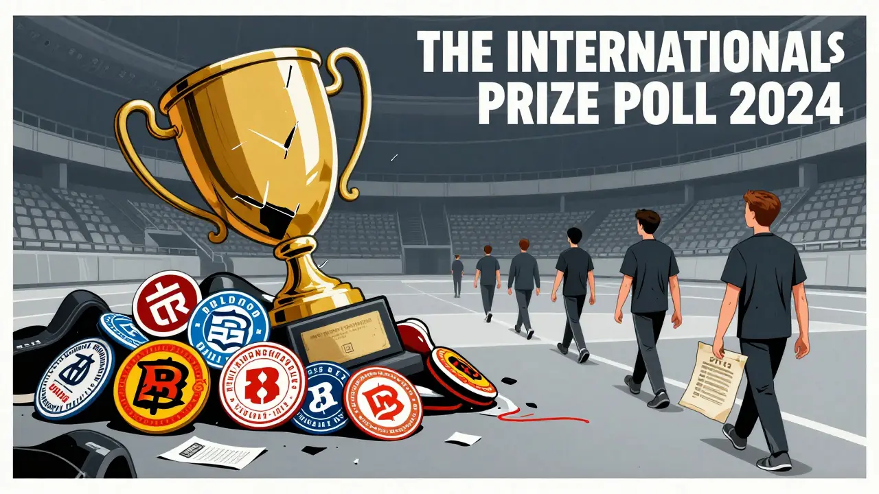 Разрушающийся трофей The International под грузом дешёвого мерча и уходящих игроков.