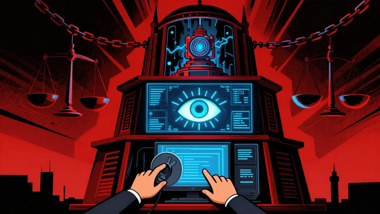 Трехуровневая система античита, изображённая как механический храм с сканированием, ИИ-анализом и ядерным уровнем.