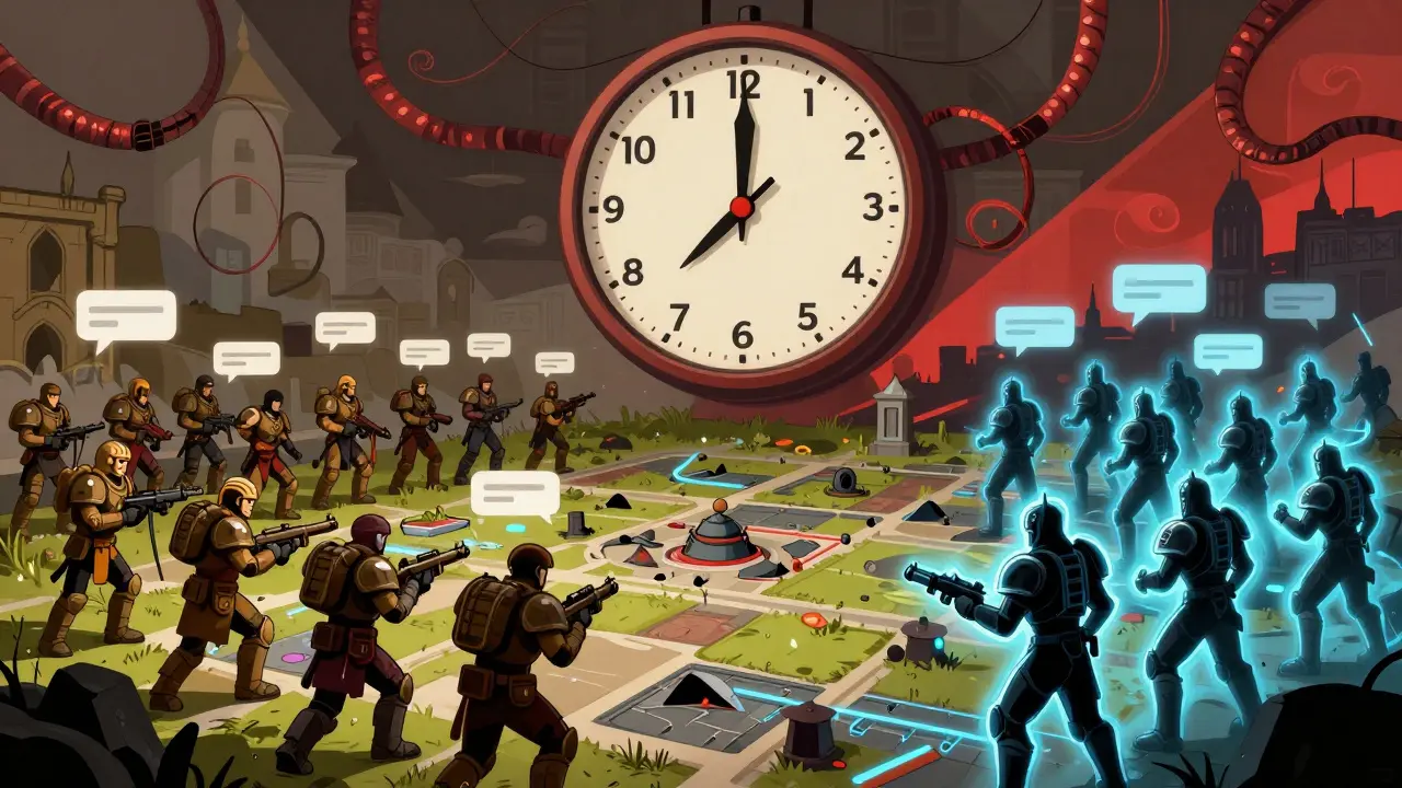 Часы тикают до турнира, команды сражаются за знание секретов, ИИ цензурирует чаты в воздухе.