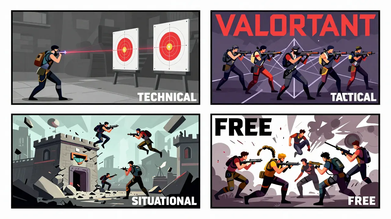 Четыре сцены скримов: техника, тактика, ситуация и свободная игра в стиле плаката.