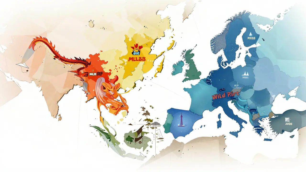 2026 год: MLBB доминирует в Юго-Восточной Азии, Wild Rift в Европе с абстрактными паттернами роста