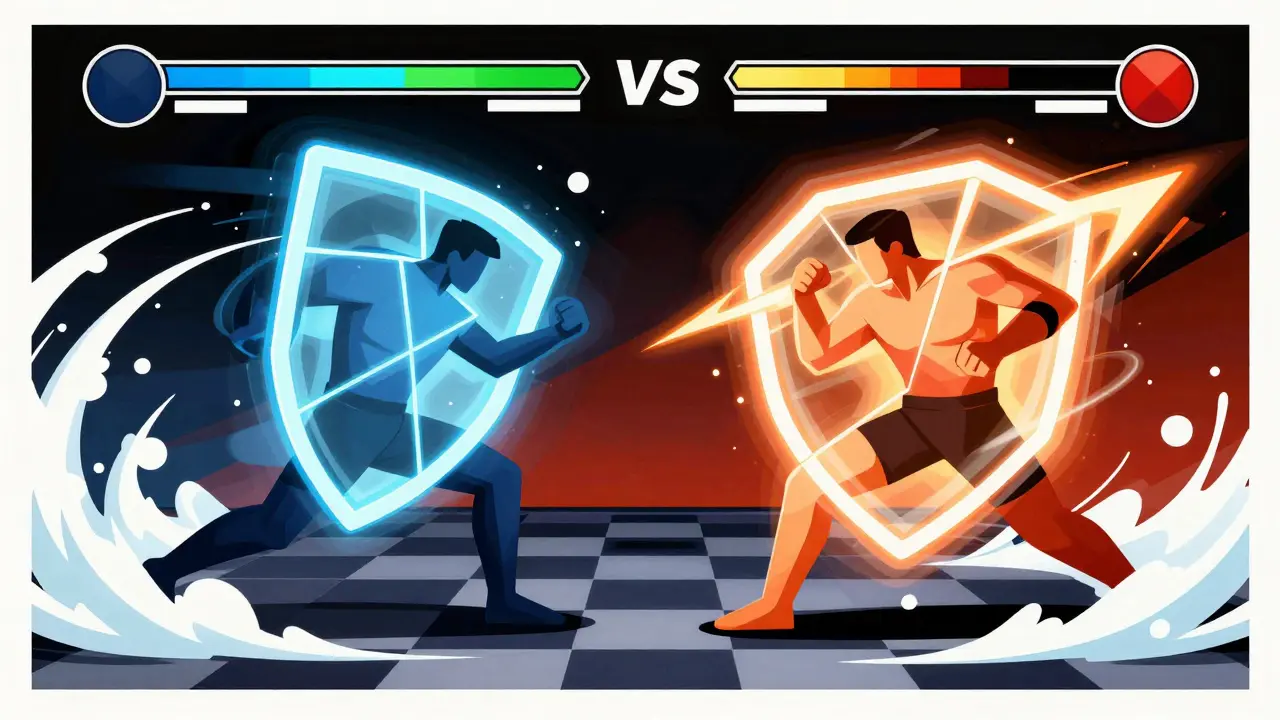 Абстрактная визуализация защитных механик и атак в бою