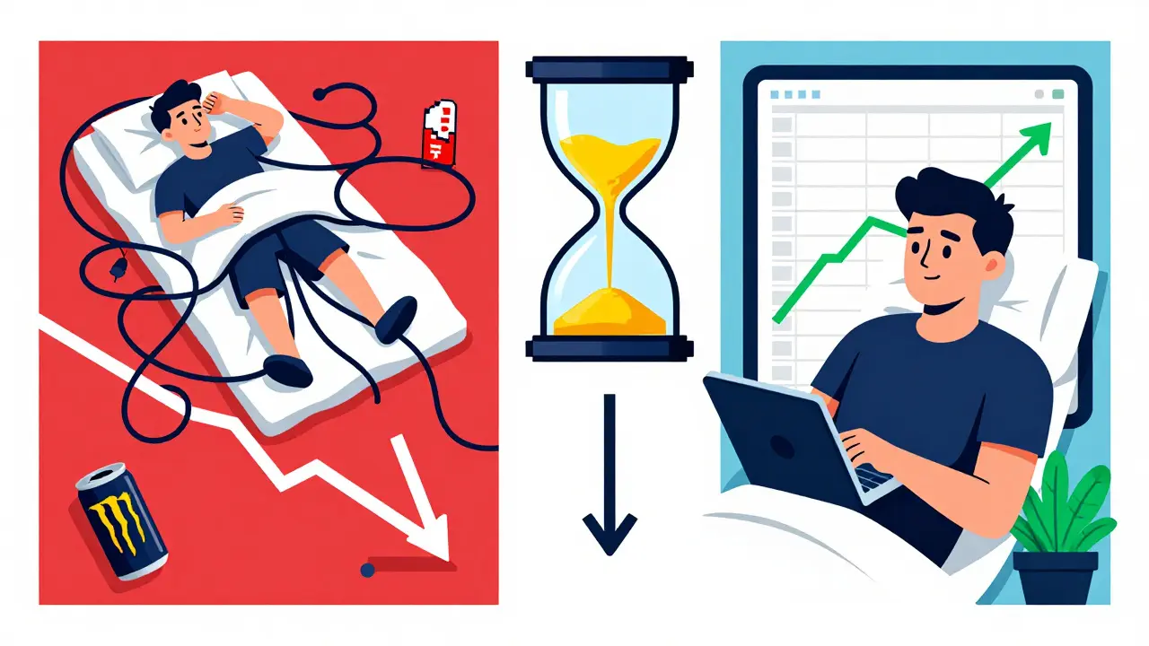 Два противоположных состояния киберспортсмена: хаос и порядок — с графиками сна и производительности.
