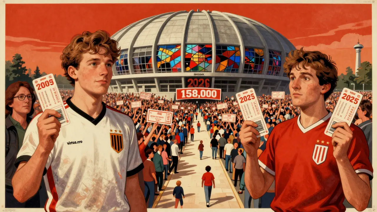 Фанат 2013 года стоит рядом со своим образом 2025 года, между ними — путь истории киберспорта в Катовице.