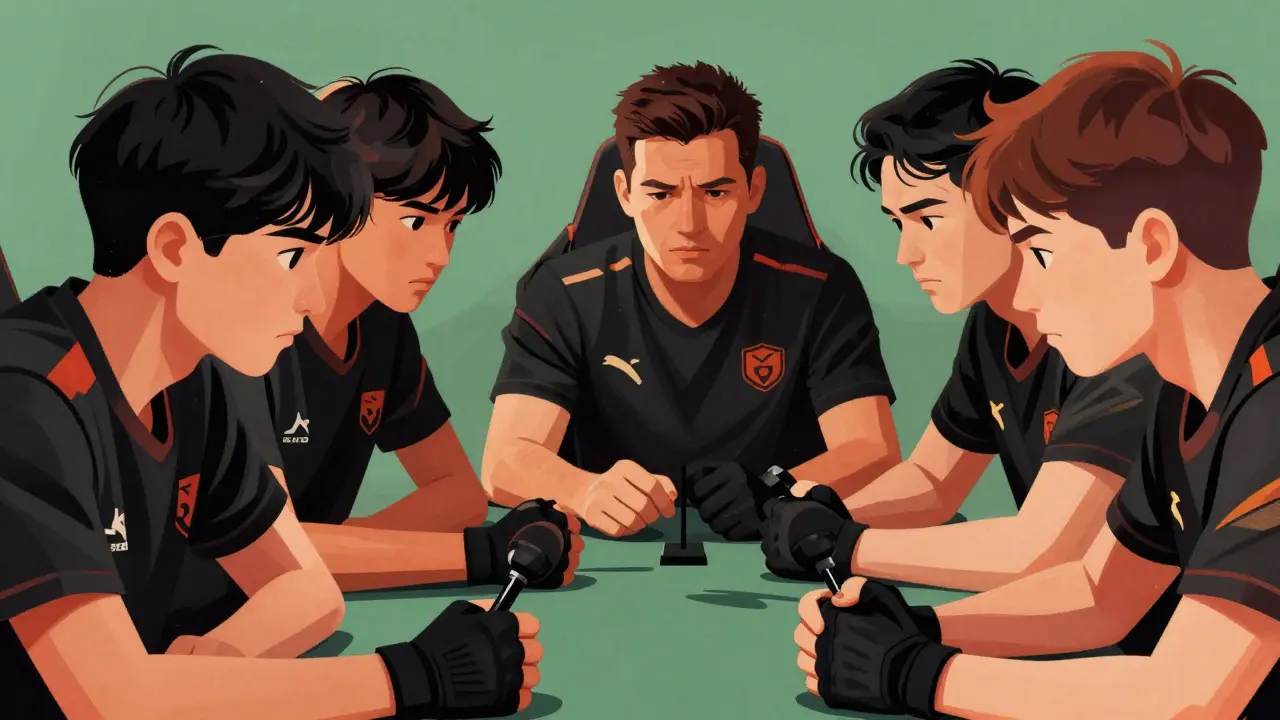 Команда игроков готовится к старту соревнования в студии