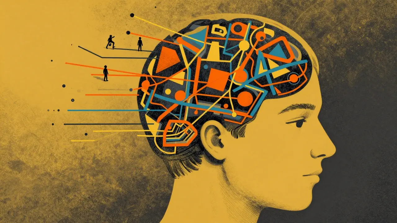 Абстрактная иллюстрация когнитивных навыков и командной работы геймера.