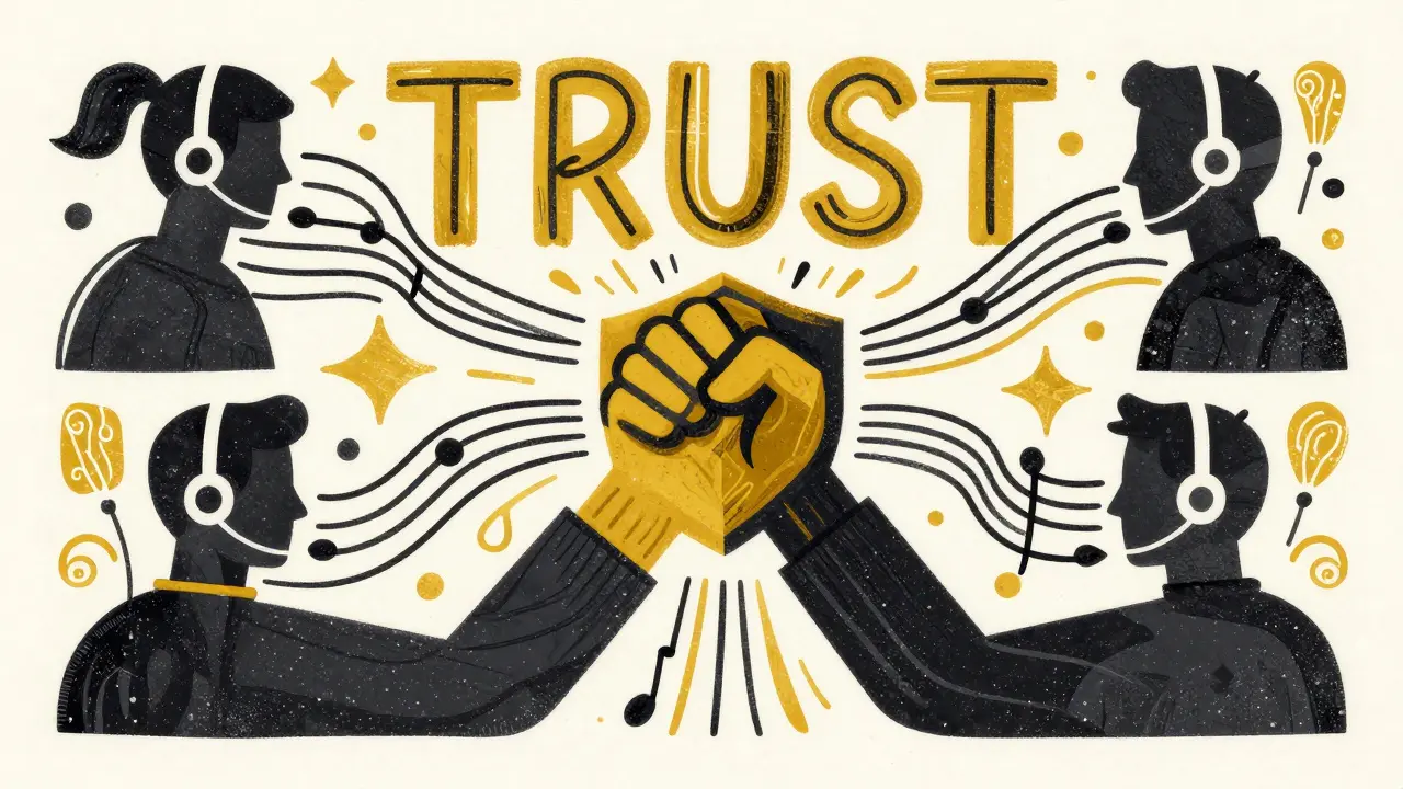 Абстрактная иллюстрация связи и доверия между киберспортсменами через ритмичные линии.