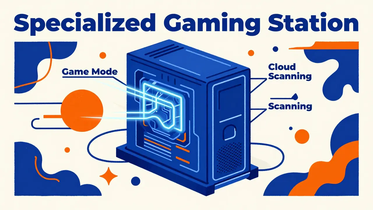 Абстрактное изображение мощного игрового ПК как технологической крепости