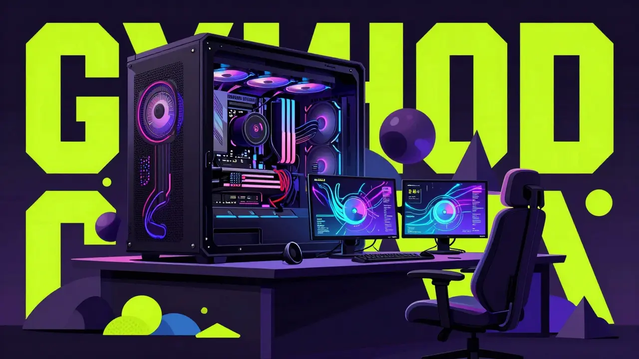 Футуристичный топовый игровой компьютер с жидкостным охлаждением