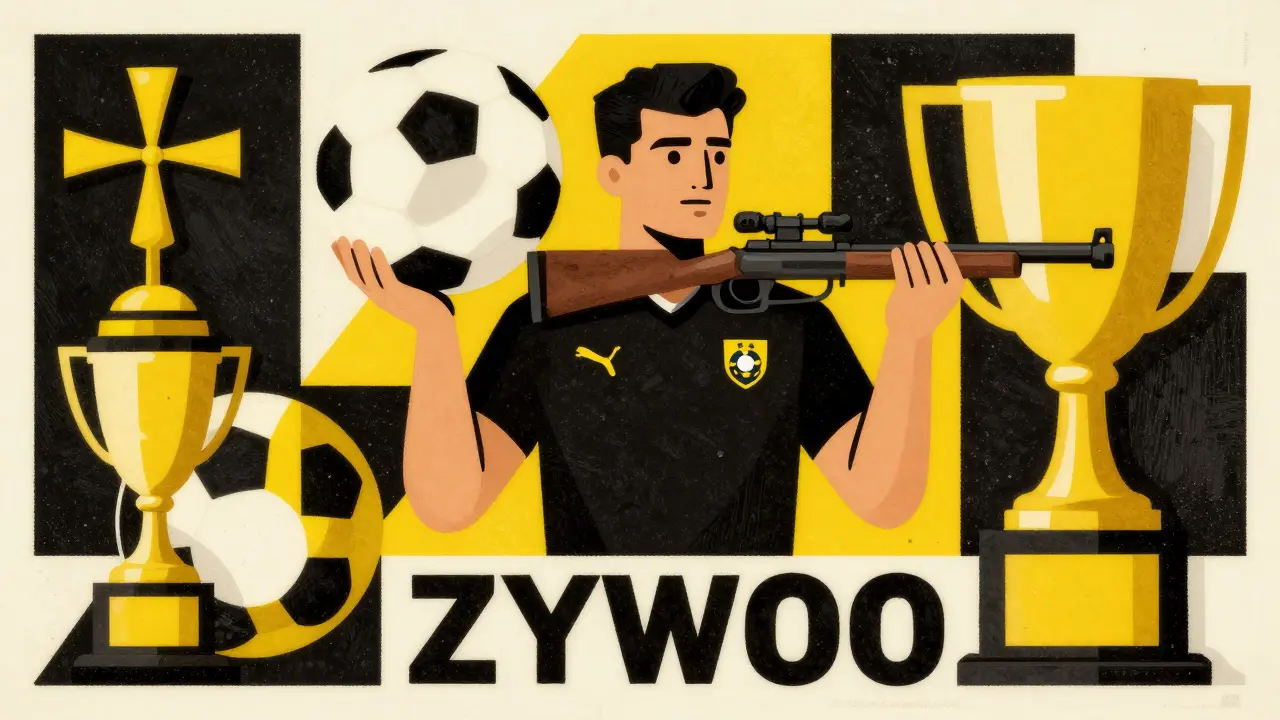 Графический коллаж с трофеем и символами победы Team Vitality