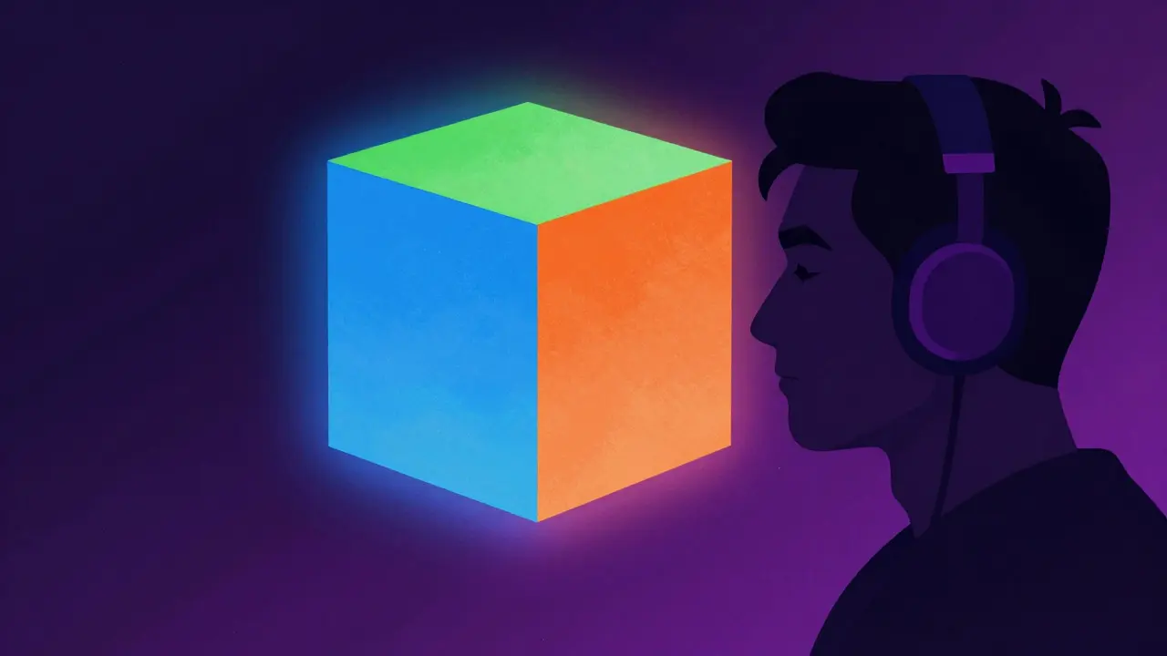 Иллюстрация техники квадратного дыхания с геометрическим светящимся квадратом