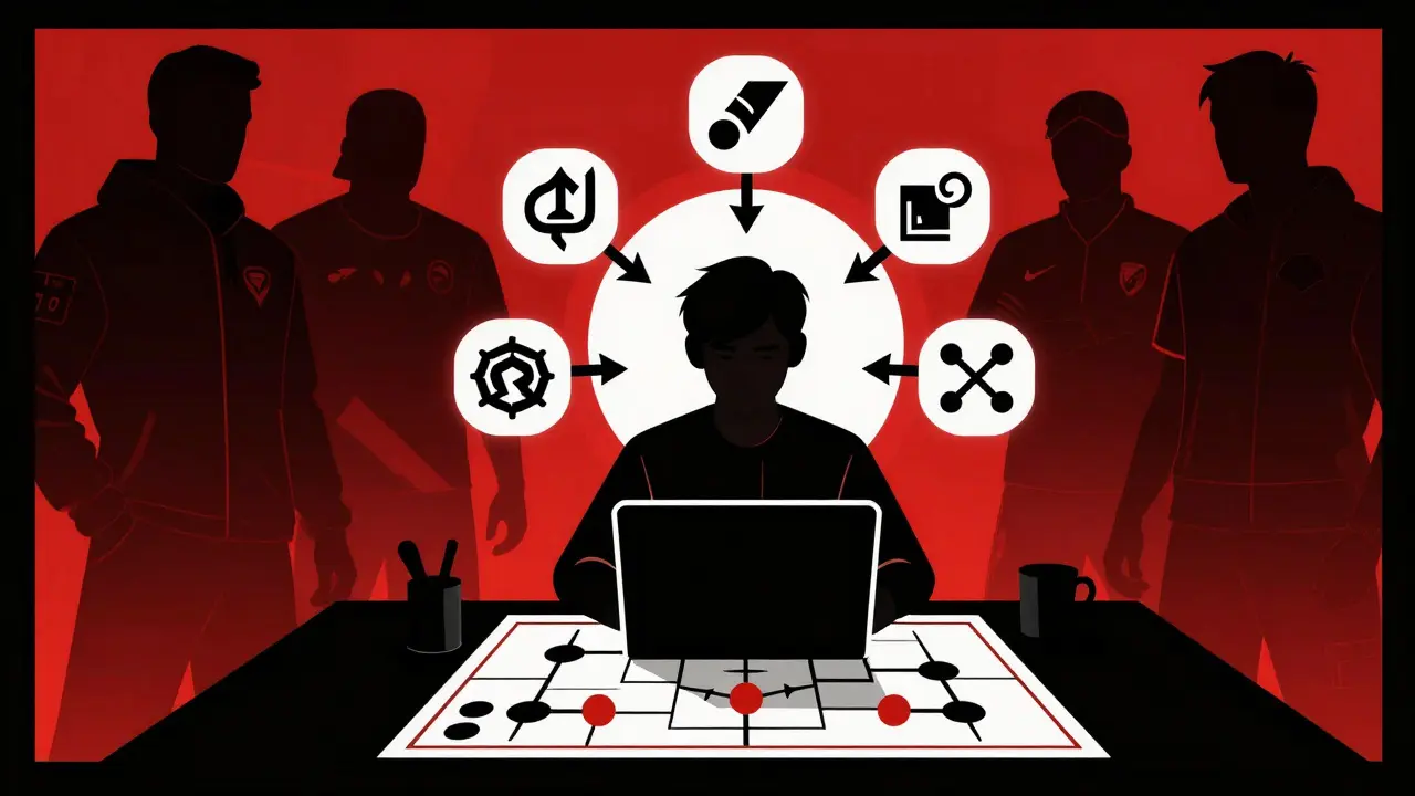 Капитан анализирует стратегию в графическом стиле