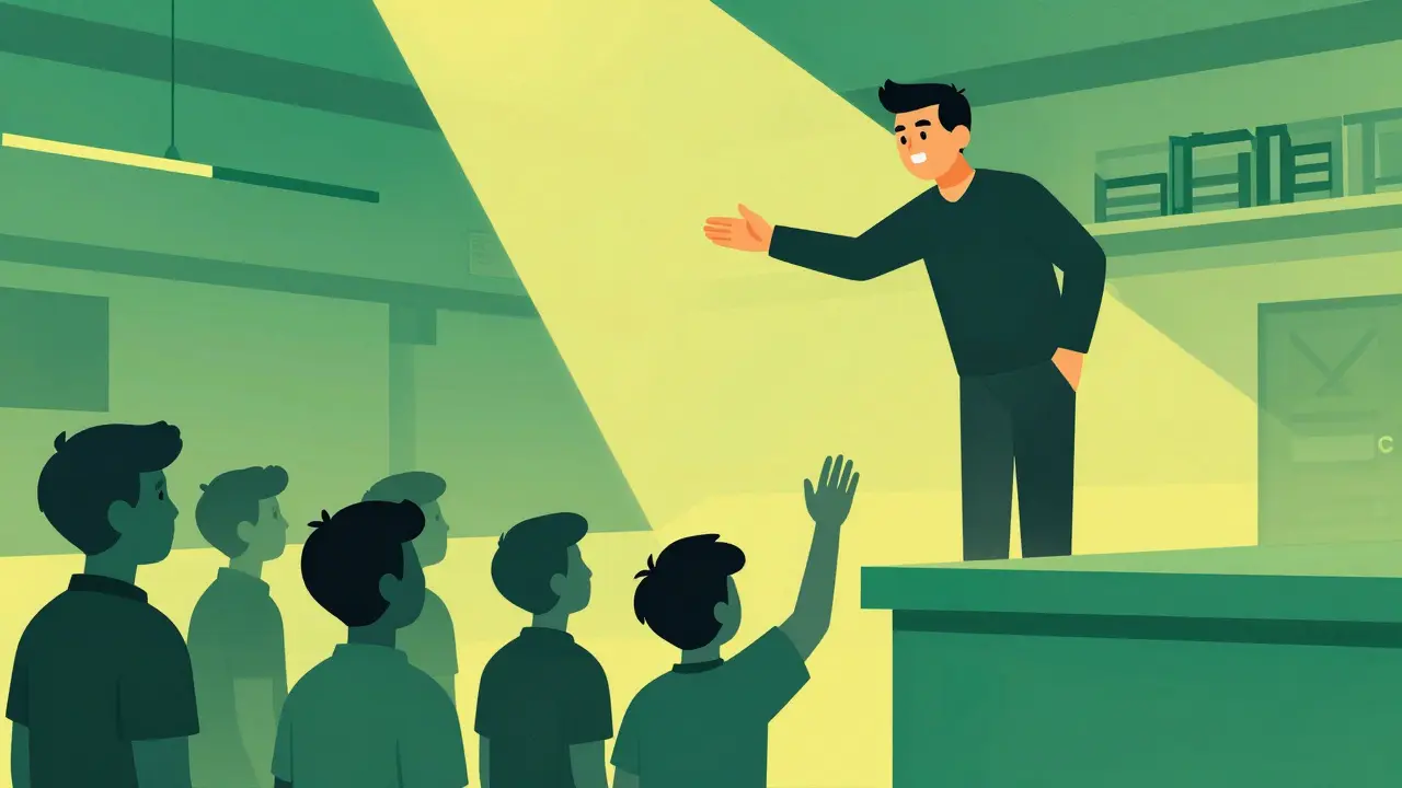 Наставник учит молодых игроков в академии