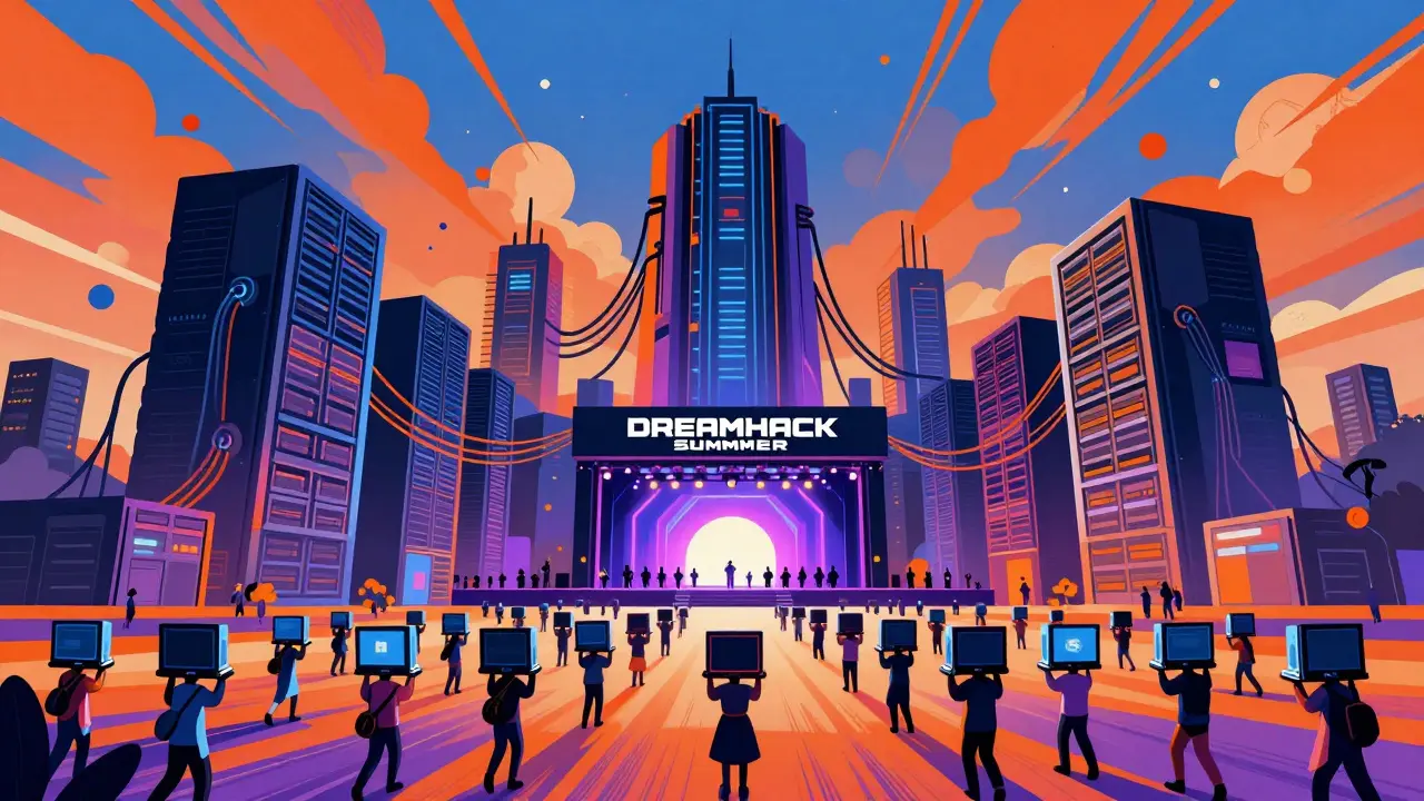 Множество игроков с компьютерами на фестивале DreamHack
