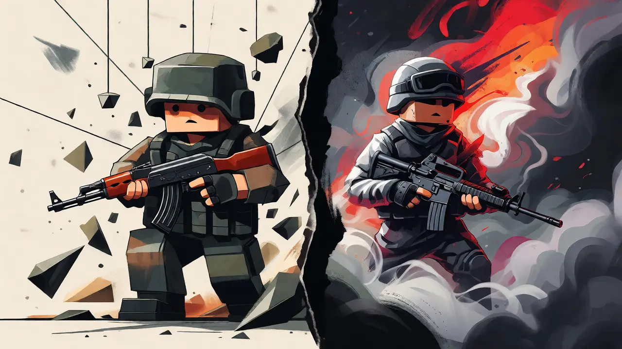 Стилизованное разделение персонажей из старых и новых версий Counter-Strike